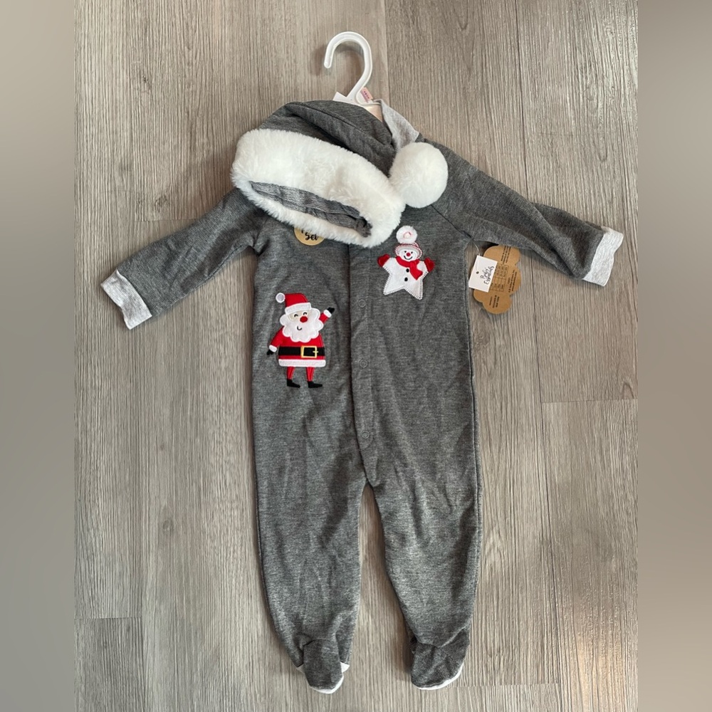 Baby Essentials Christmas Sleeper Set Santa Snowman ~ 9 Months